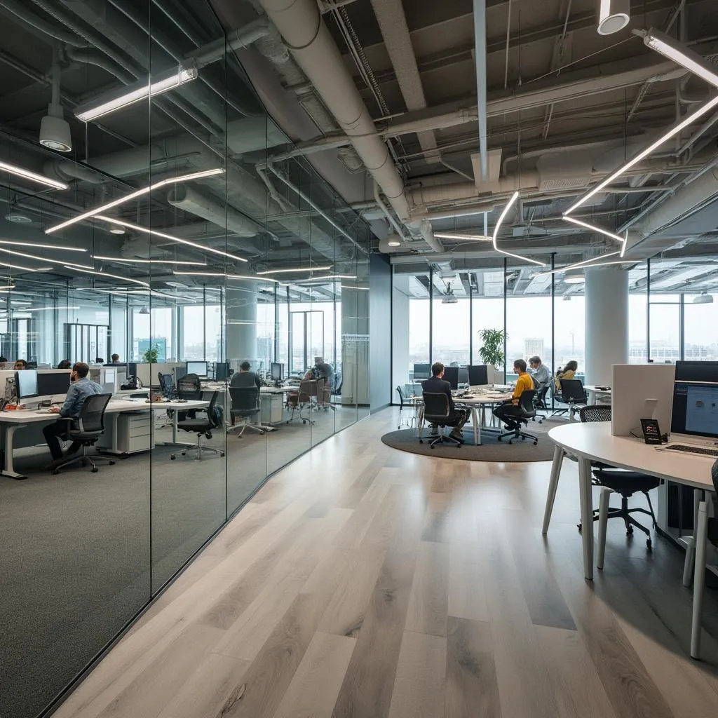 Interior de las oficinas modernas y luminosas de la firma
