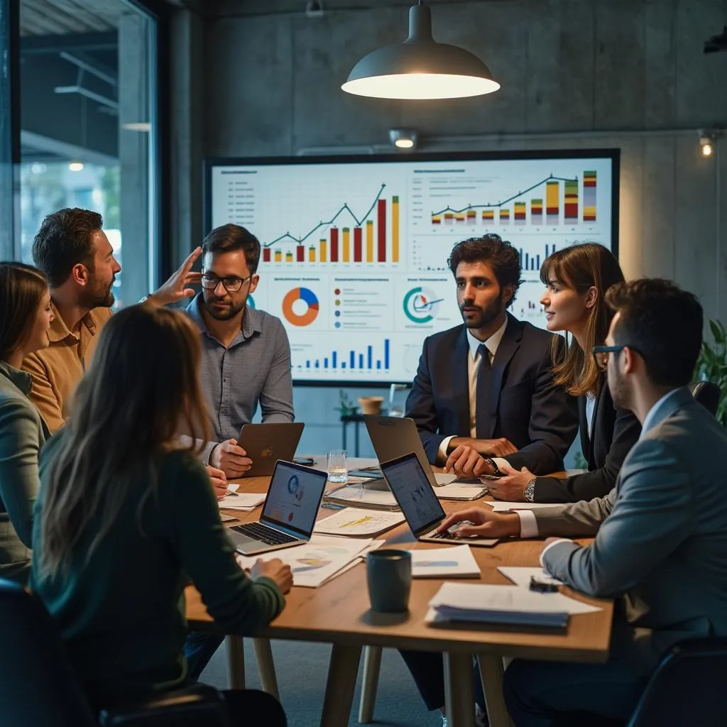 Equipo colaborando en estrategias financieras